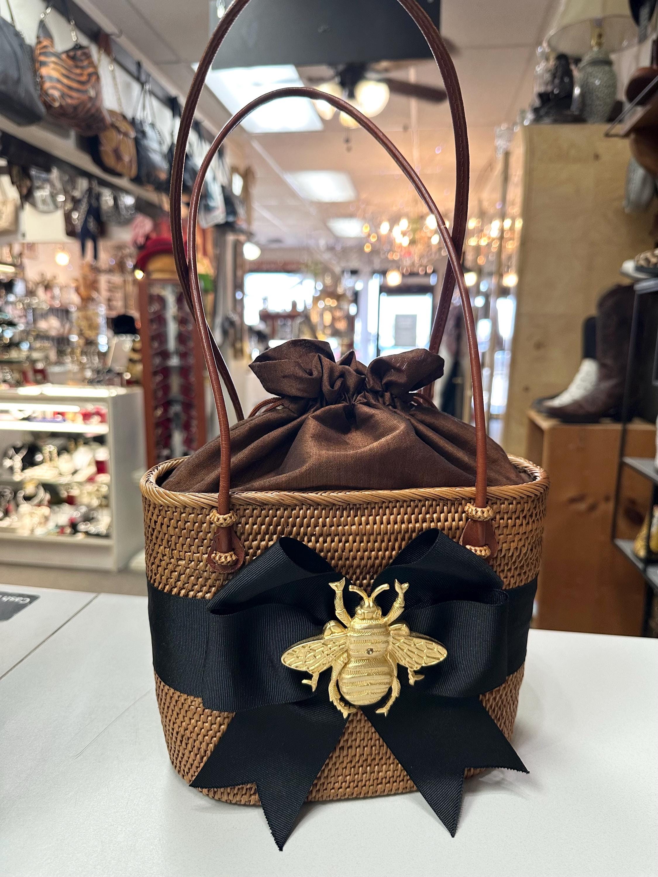 Lisi Lerch Bosom Buddy Bee Bag Hand Woven Brown Shoulder Bag Gold