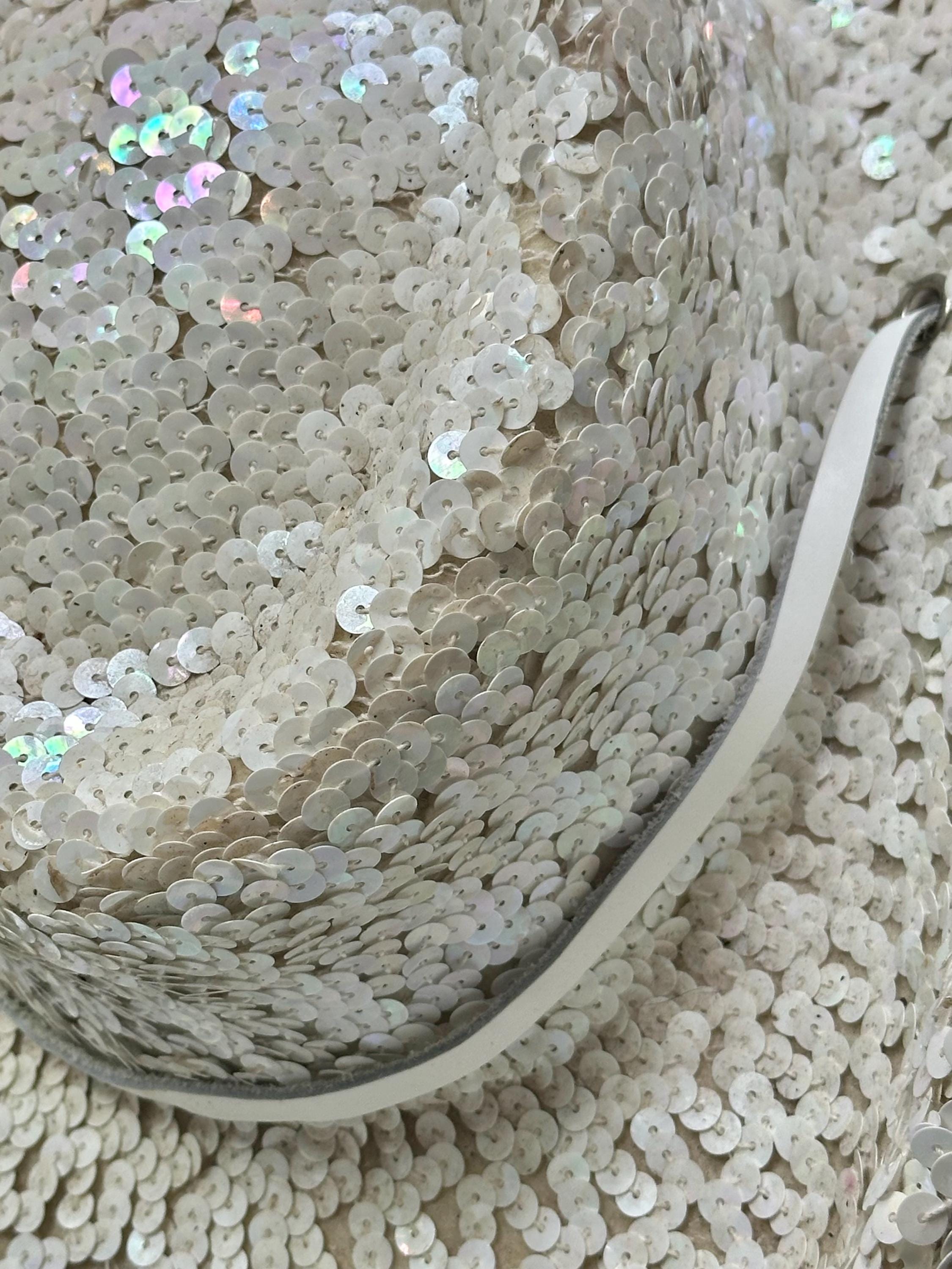 Vintage Floyette Originals Dallas Sequin Hat Dance Drill Team Small Cowboy Style Vintage Floyette Originals Dallas White Sequin Dance Drill  main image 4