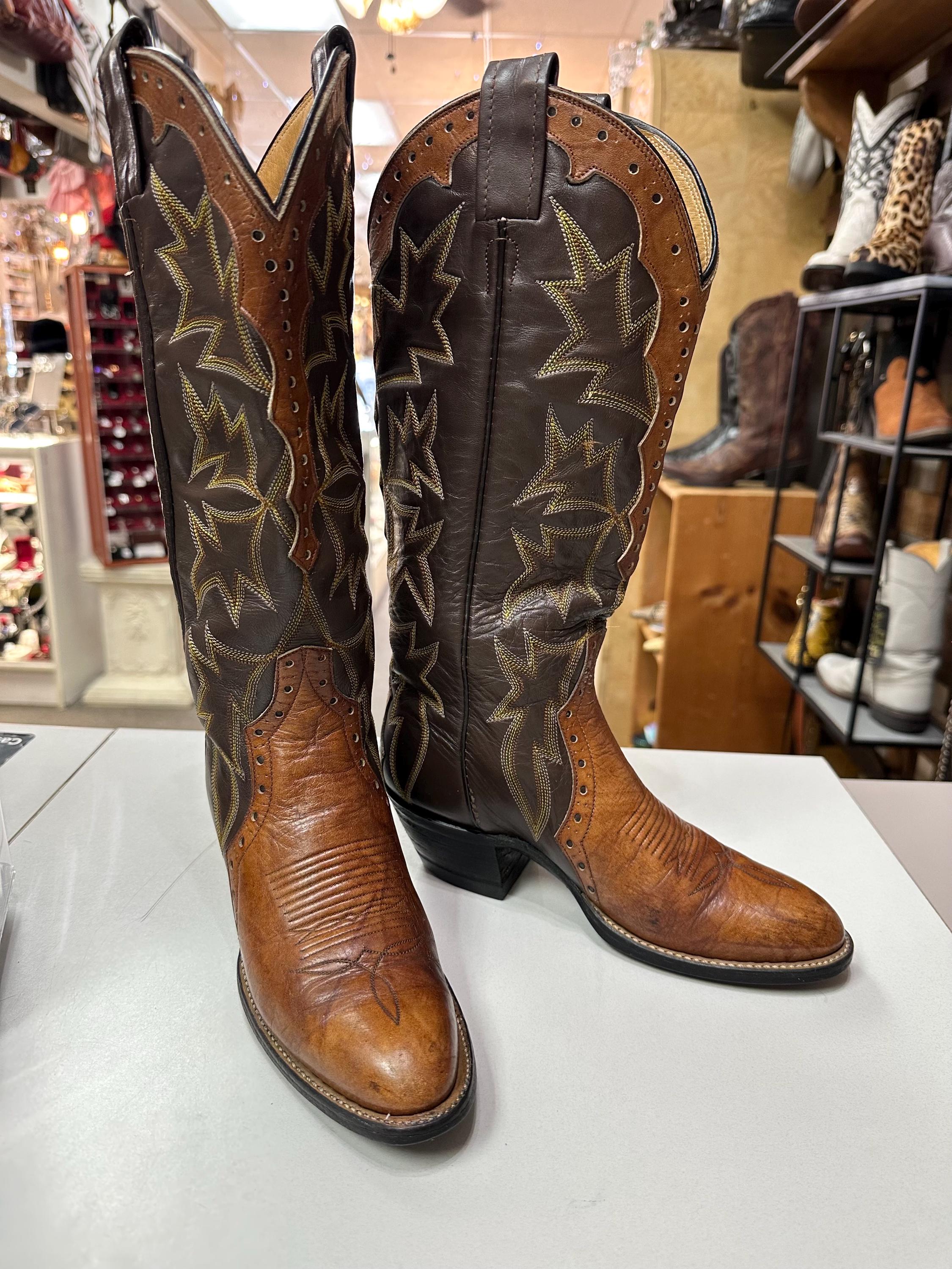Laramie Vintage Western Cowboy Boots Brown Handmade 