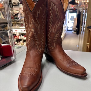 Old West Brown Leather Snip Toe Western Cowboy Boots Women’s Size 6.5