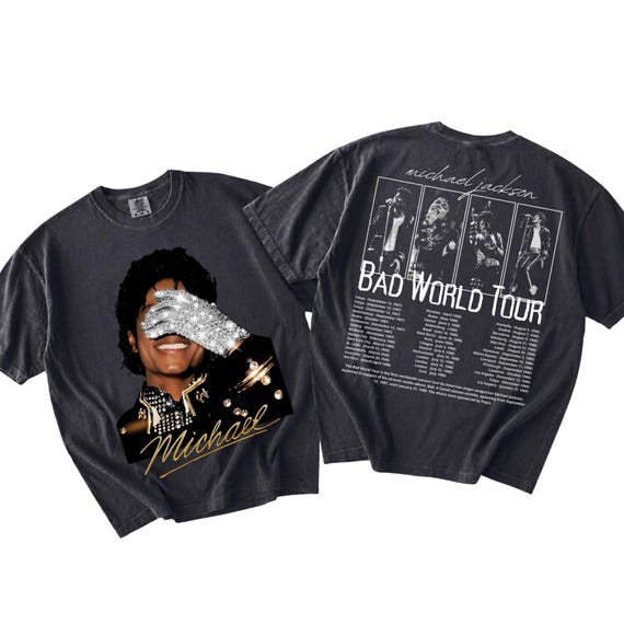 Comfort Colors Michael Jackson Tee, Michael Jackson Bad World Tour 1987 T-Shirt, King Of Pop Unisex Fan Gift