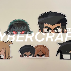 May include: A set of eight cartoon character stickers featuring various expressions. The stickers are printed on clear vinyl and are perfect for adding a touch of personality to laptops, water bottles, or other surfaces.