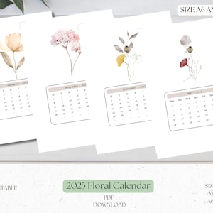 2O25 Calendar - Floral Desk Calendar - Monthly Planner -Printable 2025 Calendar