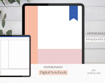 Digital Notebook with 8 Page Styles & Hyperlinked Index - Goodnotes notepad - Notability notepad