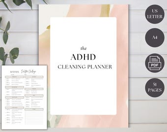 ADHD Cleaning Planner: 51-Page Checklist & Schedule (Digital Download)