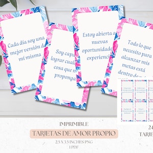 Tarjetas de Amor propio en español, tarjeta de afirmaciones positivas, tarjetas imprimibles en español, Tarjetas de bienestar emocional