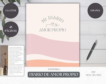 Diario de Amor Propio, Planner de autocuidado, Diario de bienestar, Diario imprimible, Self-Love Workbook