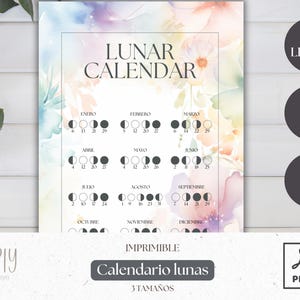 2025 Mondkalender, Mondphasen PDF, minimalistischer Aquarellkalender, Mondkalender, spirituelles Dekor