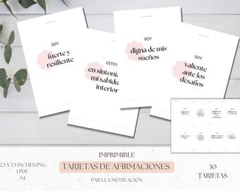 Tarjetas de Afirmaciones Imprimibles en Español, Tarjetas imprimibles, tarjetas motivación