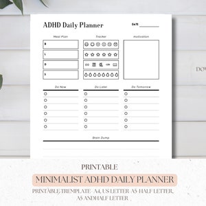ADHD Daily Planner Printable - Focus planner- Organized Planner - Downloadable Digital Planner