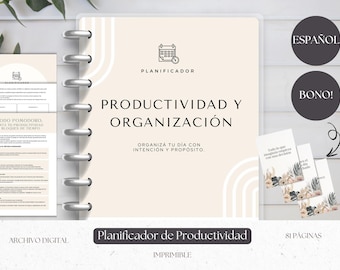Spanish Productivity Planner: Printable Organizer with Pomodoro Technique (Digital Download)