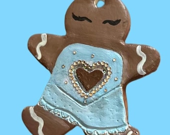 Gingerbread Sabrina carpenter  Christmas Ornament - Sabrina carpenter dress. available in Blue , Pink Red and yellow