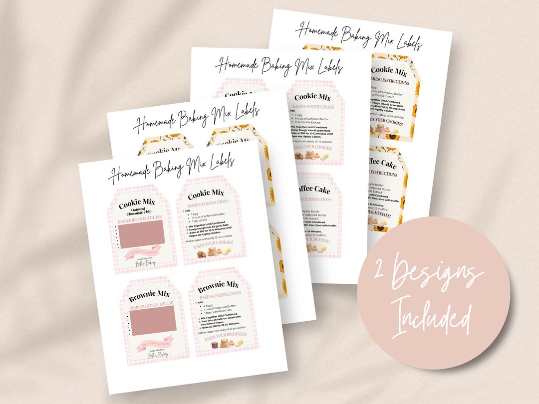 Editable Mason Jar Recipe Tags | Printable Baking Mix Labels (digital ...