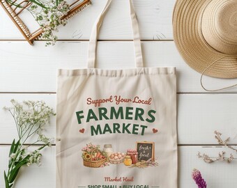 Farmers Market Cotton Tote Bag - Etsy