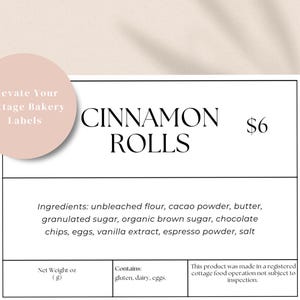 Editable Cottage Bakery Label Template | 4x3 Thermal Printer Friendly Design