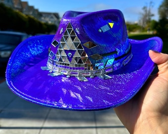 White Cosmic Barbie star cowboy hat silver sequin metallic rave cowgirl rodeo Disco Space Cowboy Hat • Cosmic Cowgirl Outfit • Barbie Pink  main image 3