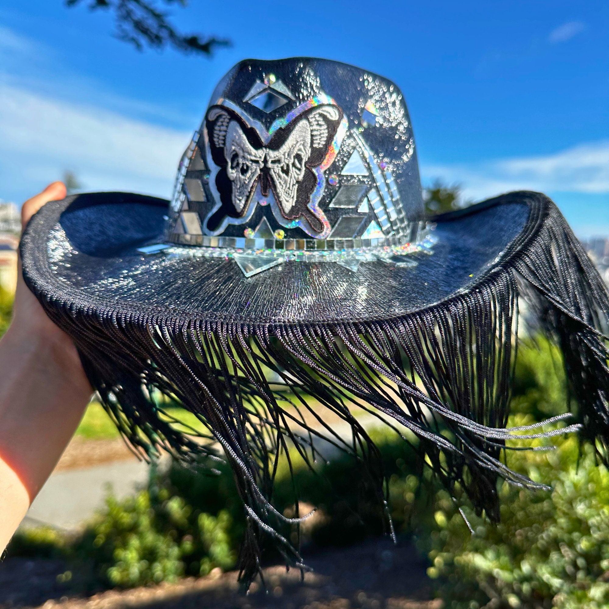 Iridescent Black Cowboy Hat: Disco Space Cowgirl Costume  display picture 3