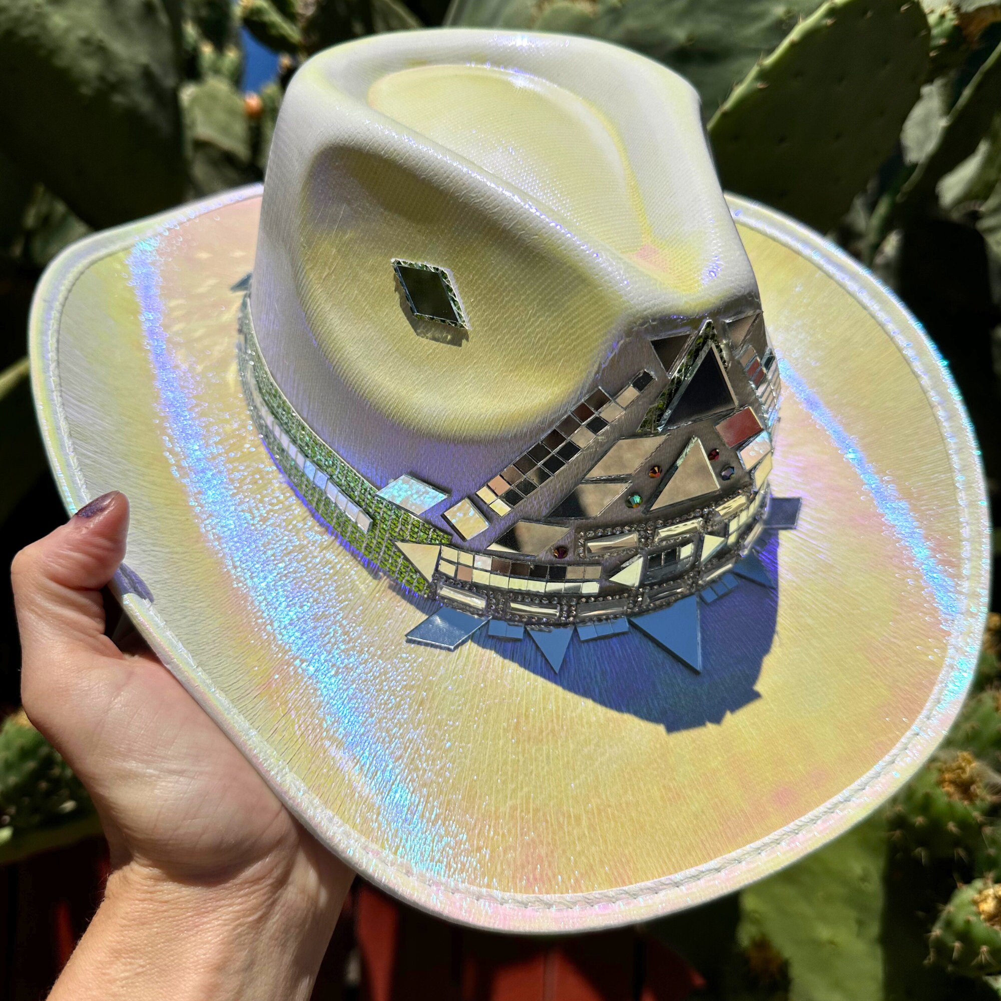 4268 Holographic Space Cowboy Hat, Led Yellow Gold Disco Cowgirl Hat My Alien Superstar Hat ? Presenting my most popular disco  main image 3