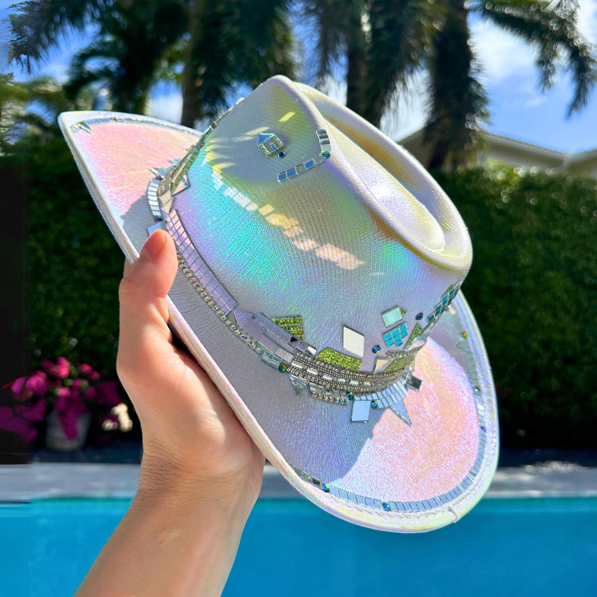 SoJourner Neon Sparkle Light Up Cowboy Hat - Holographic  display picture 2