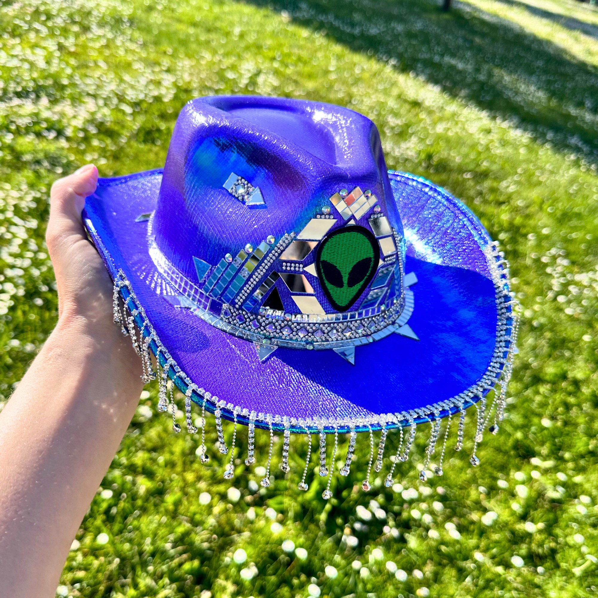 Cow Girl Hat Metallic Pink Cowboy Hat With Removable Drawstring