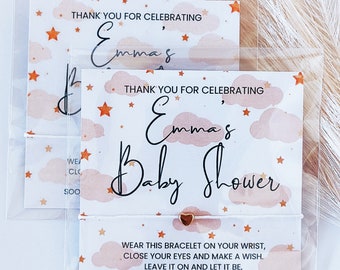 Gender Neutral Baby Shower Favour Thankyou Gifts Custom Wish Bracelet Favor Unisex Baby Shower Biege Bulk Baby Blessing Personalised Favours