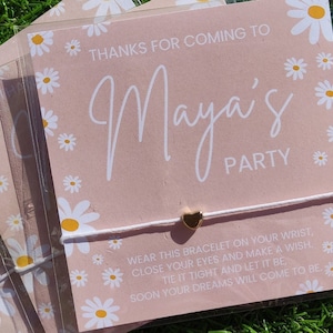 Pulseira de desejos personalizada, lembrancinhas de festa lindas e florais em rosa, lembrancinhas personalizadas para meninas, enchimentos para sacolas de aniversário e festa rosa