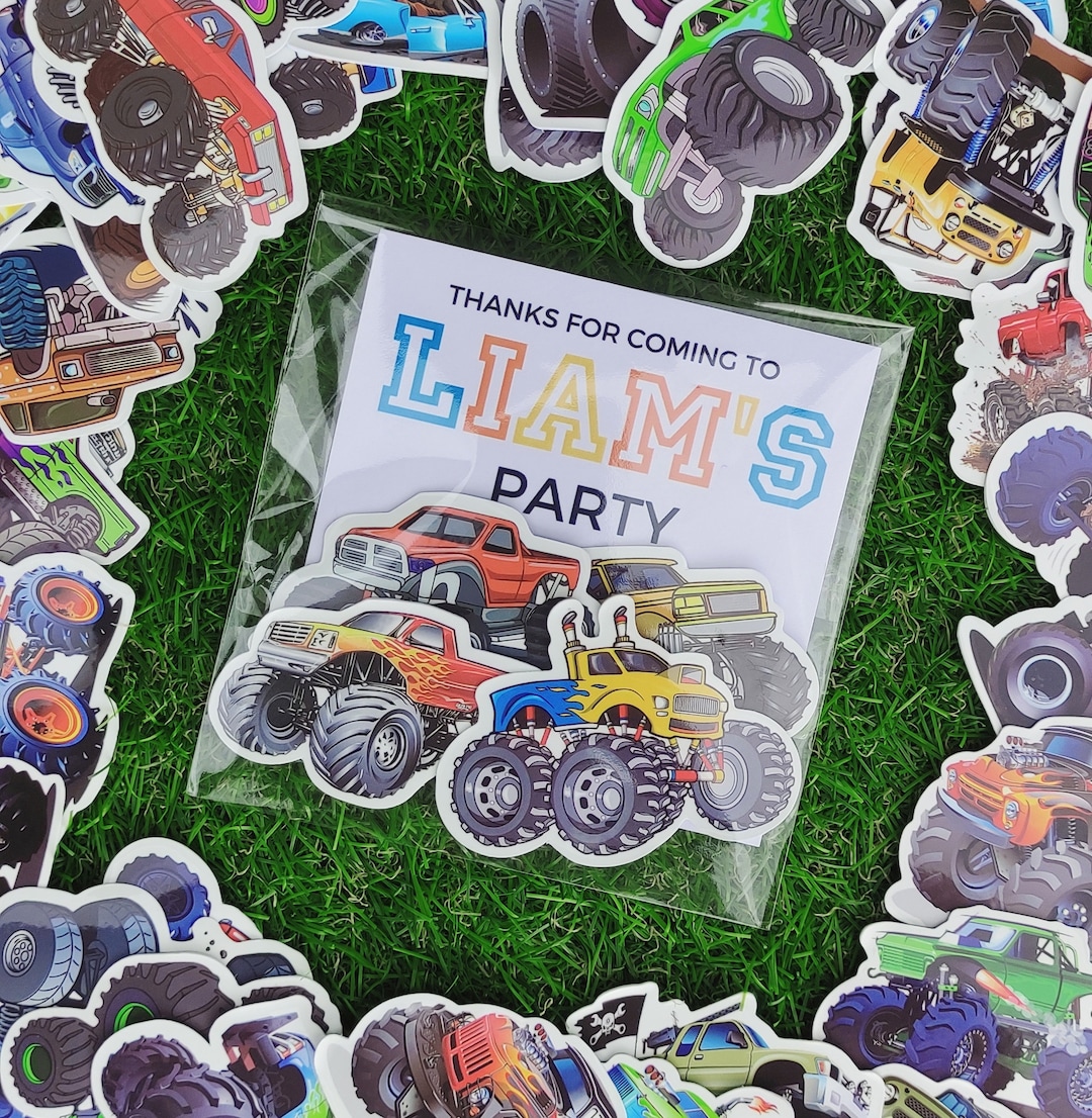Monster Truck Party Favors Monster Truck Stickers Birthday Boys Party — free download