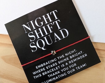 Night Shift Employee Appreciation Gift Custom Night Worker Wish Bracelet & Card Late Shift Co-Worker Team Thank You Gifts Shift Worker Gift