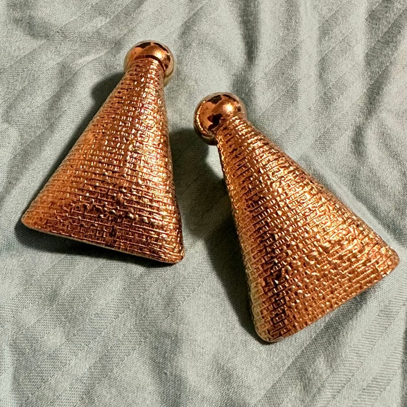 Vintage Napier CLIP ON Gold Tone Triangle Earrings