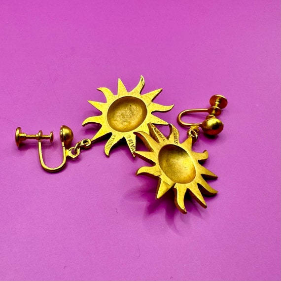 ALVA STUDIOS Vintage Sun Screw-Back Earrings, gol… - image 3