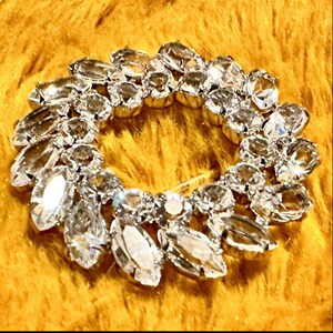 Vintage CARL ART Diamanté Crystal & Sterling Wreath Brooch Pin 1940s Costume