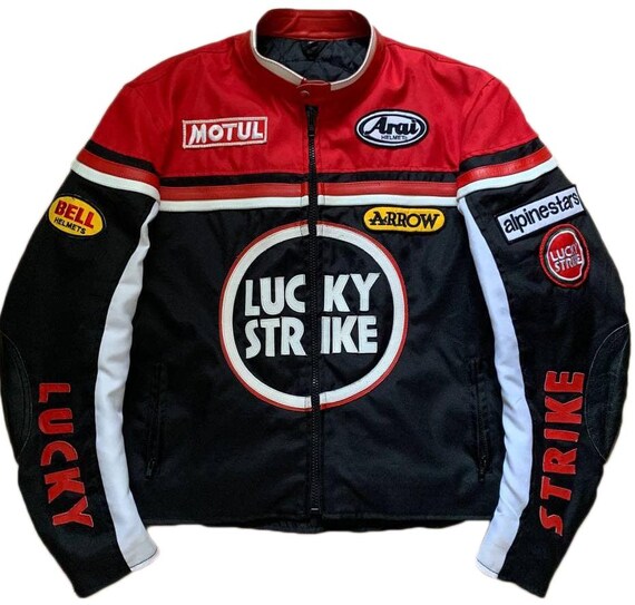 Rare Vintage F1 Lucky Strike Leather Jacket, Vintage Rare Leather 