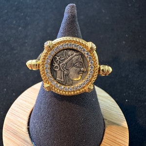 Athena, Goddess of wisdom Ancient Roman coin ring