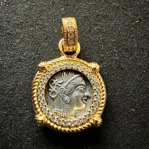 Roman coin goddess Athena necklace pendant