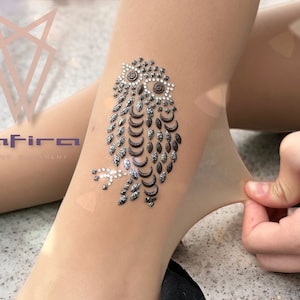 Crystal  Tattoo Tights | Owl Gift For Her | Body Jewel | Bling Hosiery | Bedazzled Statement  | Bejeweled Pantyhose | Designer Haute Couture