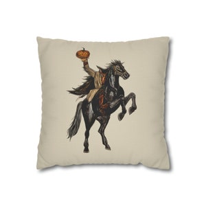 Headless Horseman Halloween 14x14 Square Pillow Case Sleepy Hollow Vintage Fall Decor, Funny Halloween Decorations, Pumpkin Pillow, Villain