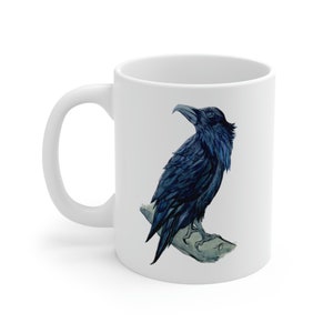 Bird Lover Gift, Raven Mug, Bird Coffee Cup, Crow, English teacher gift, Gothic, Spooky, Poe, Nevermore, Horror lover, Spooky, Book lover
