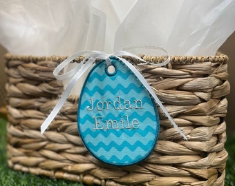 Embroidered Easter Basket Tag: Personalized Fabric Name Tag