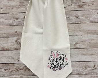 Embroidered Easter Wreath Sash, Linen Blend Door Decor