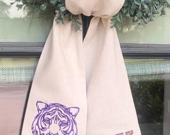 LSU Tigers Wreath Door Sash;  Geaux Tigers; Purple and Gold