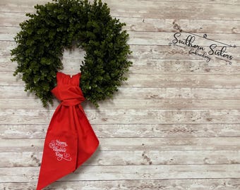 Embroidered Valentines Day Wreath Sash: Personalized Door Decor