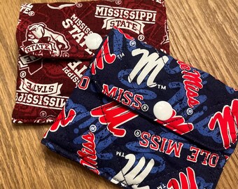 Handmade Quilted Wallet: Ole Miss Rebels vs Miss State Bulldogs
