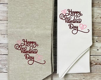Embroidered Linen Valentine's Day Wreath Sash: Custom Door Decor