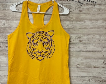 LSU Tigerhead Tank Top: Gold Gameday Apparel