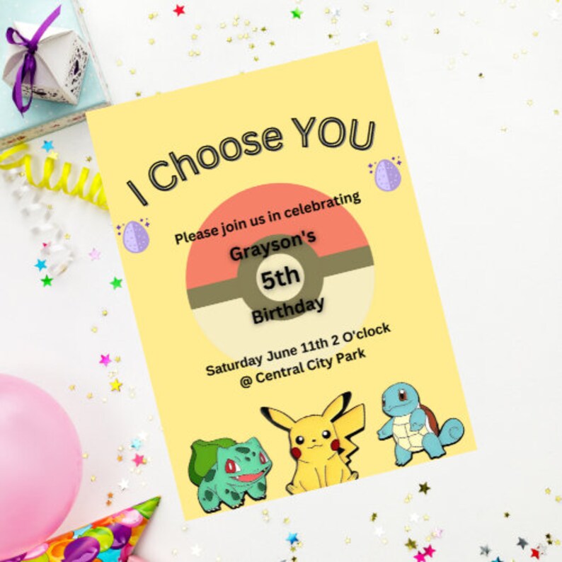 Pokémon Invitation Digital Invitation Party Invitation Kids Party