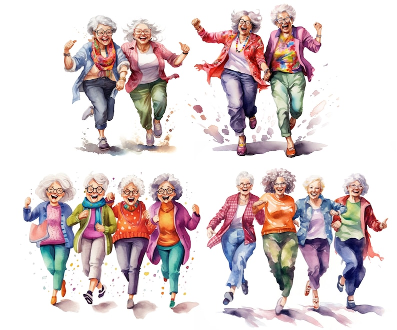 Watercolor Funny Old Ladies Clipart, PNG Bundle (digital Download) - Etsy