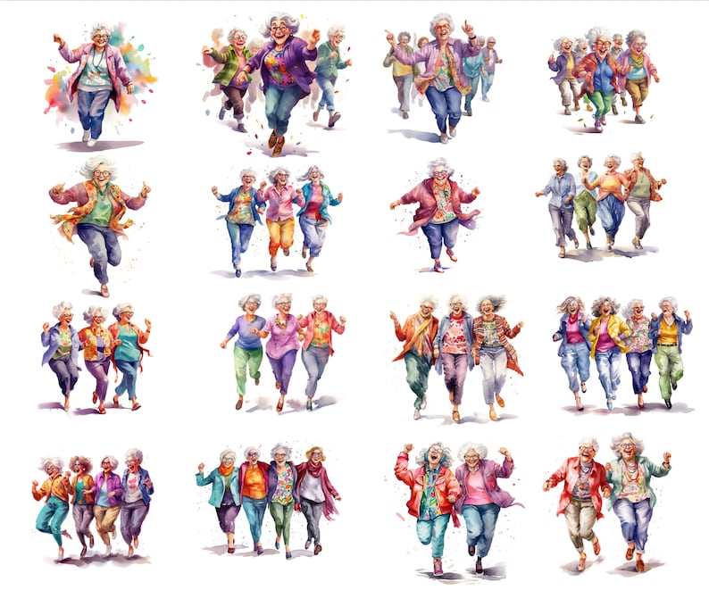 Watercolor Funny Old Ladies Clipart, PNG Bundle (digital Download) - Etsy