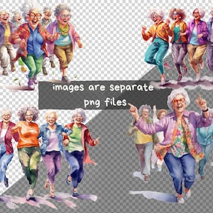 Watercolor Funny Old Ladies Clipart, PNG Bundle (digital Download) - Etsy