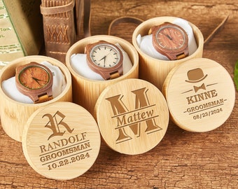 Montres personnalisées pour homme, Montre en bois avec boîte à montre en bois, Cadeaux pour garçons d'honneur, Cadeau homme, Cadeau mari, Cadeau petit ami, Cadeau fête des pères