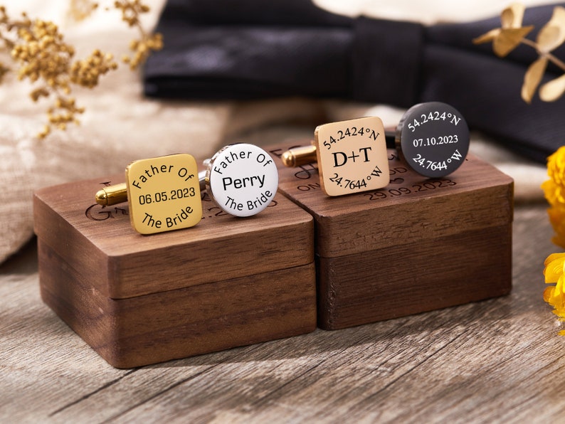 Personalisierte Manschettenknöpfe & Krawattenklammer Set Groomsmen Geschenk Gravur Manschettenknöpfe Trauzeuge Geschenk Box Jubiläumsgeschenk für Ehemann Bild 7